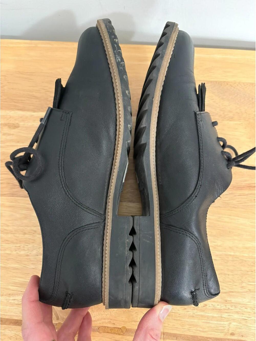 CLARKS Somerset Griffin Mabel Oxfords Black Leather Kiltie Flats Women's 8.5 M - Picture 6 of 9